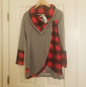 New with Tags Asymmetrical Plaid Top